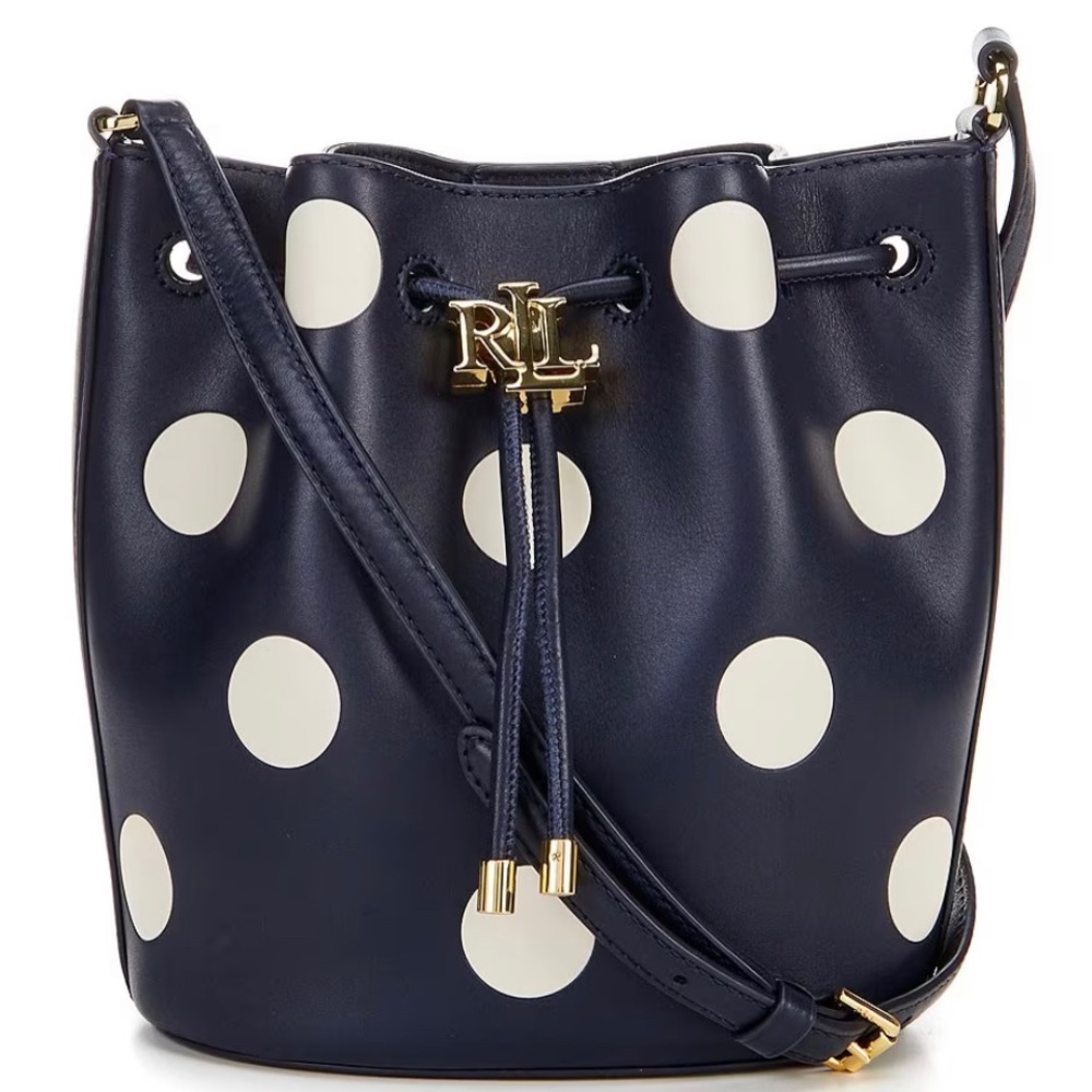 Ralph Lauren. Polka Dot Medium Andie Drawstring Bag